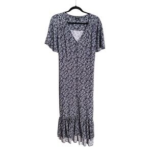 EVANS Retro Floral Flutter Sleeve MIDI Dress Vintage Inspired Cottagecore Sz 16